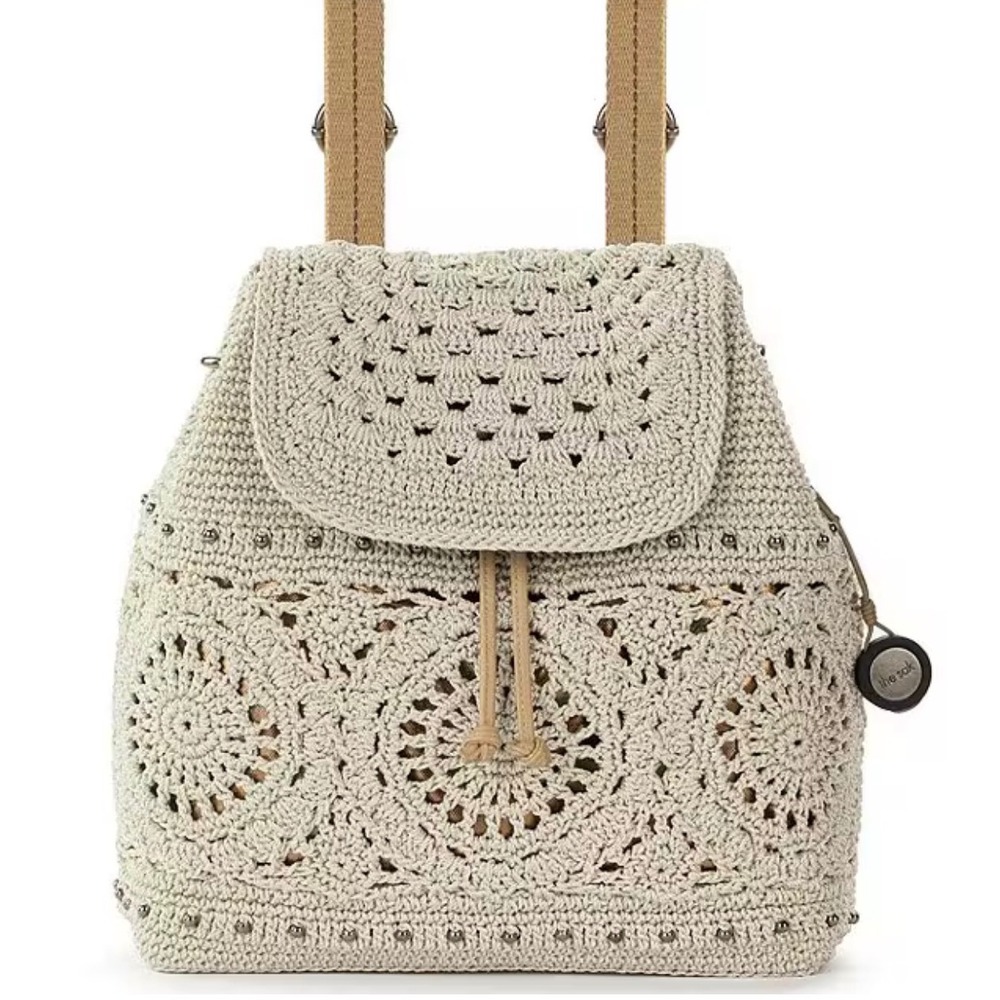 The Sak Sayulita Hand Crochet Convertible Backpack Hobo NWOT Beige 1000058753